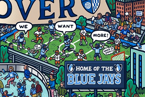 Crop of the Seek and Discover illustration that features Homewood Field