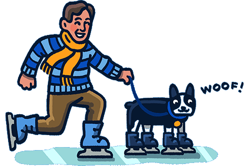 Illustration of Ron Daniels and his dog, Barney